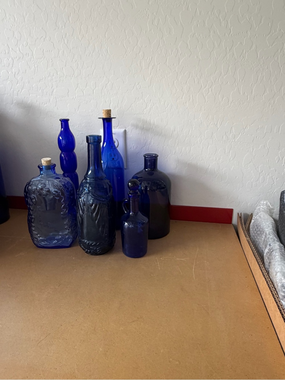 Decorative Cobalt Blue Glass Bottle Set of 6 - Home Accents